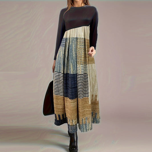Autumn And Winter New Round-neck Long-sleeved Dress
